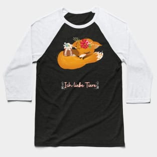 Fuchs Eule Liebe Tiere Prinzessin Blumen Süß Baseball T-Shirt